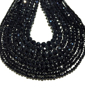 Natural Black Spinel Small Size Faceted Round Beads Healing Energy ...