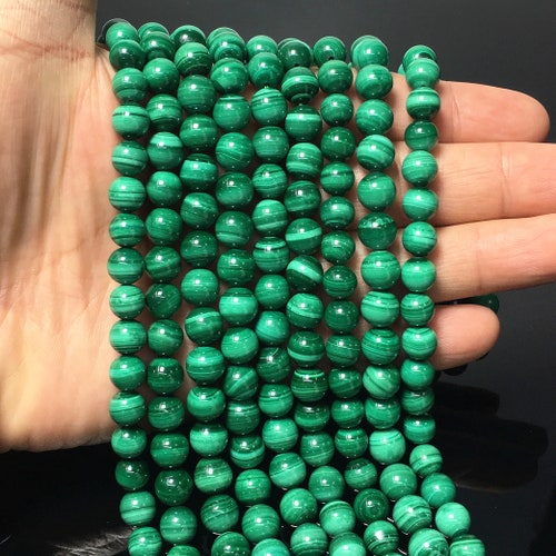 Buy 4 6 8 10 12MM Green Stripe Natural Stone Gemstone Loose Beads for Jewelry Making DIY