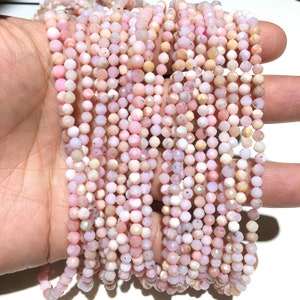 Natural Pink Opal Round Faceted Beads Healing Energy Gemstone Loose Beads DIY Jewelry Making Design for Bracelet Necklace AAA Quality 4mm