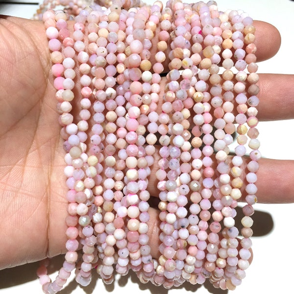 Natürlicher Pink Opal Runde Facettierte Perlen Heilenergie Edelstein Lose Perlen DIY Schmuck machen Design für Armband Halskette AAA Qualität 4mm