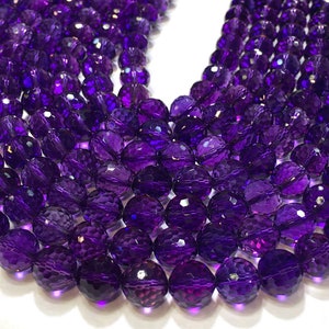 Natural Amethyst Fine Cut Faceted Round beads Energy Gemstone Loose Beads DIY Jewelry Making Design for Bracelet AAA Quality 6mm 8mm 10mm image 2