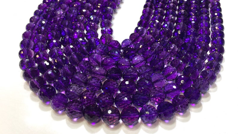 Natural Amethyst Fine Cut Faceted Round beads Energy Gemstone Loose Beads DIY Jewelry Making Design for Bracelet AAA Quality 6mm 8mm 10mm image 2