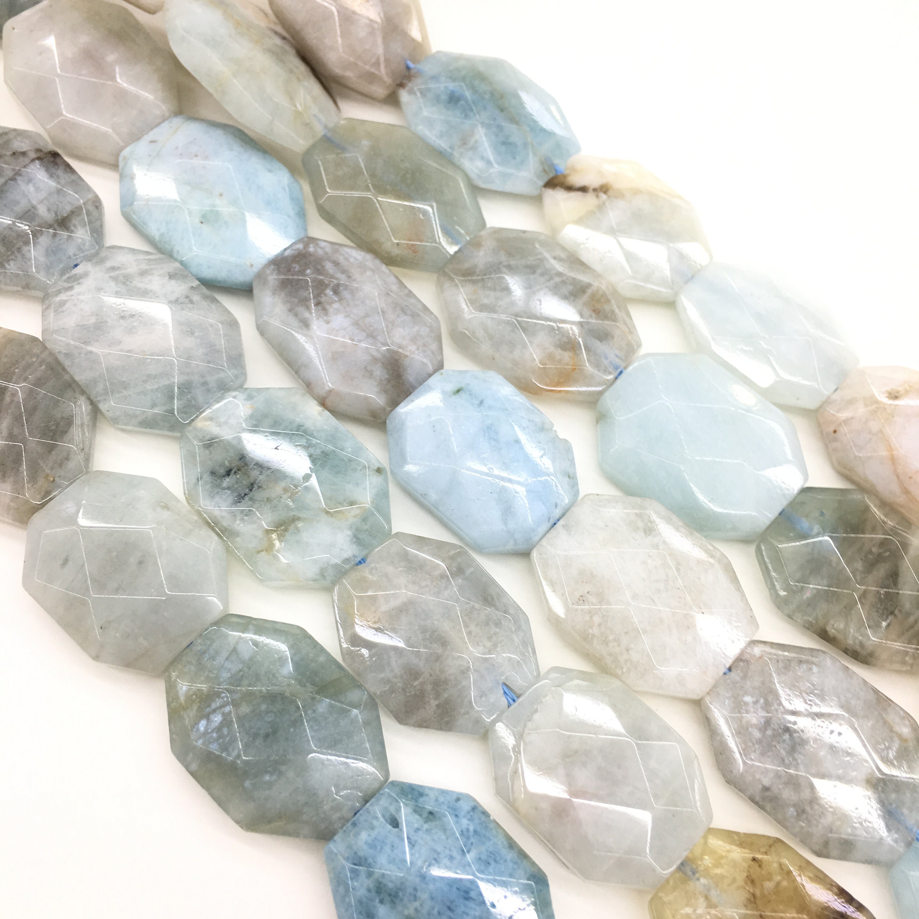 Natural Aquamarine Mix Color Faceted Flat Slab Gemstone Loose - Etsy