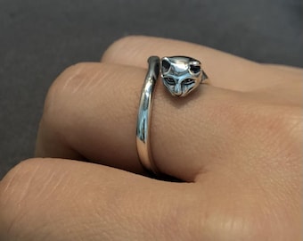 Adjustable Retro 925 Sterling Silver Ring Cat Ring Animal Man Ring Boy Ring Minimalist Ring Biker Ring Engagement Ring Handcrafted Jewelry