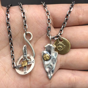 Japan Takahashi Goro Shield Pendant 13x35mm Necklace Length 65cm Retro Sterling 925 Silver Hip Hop style Fashion Necklace for Man Women Gift