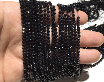 Natural Black Spinel Small Size Faceted Round Beads Healing Energy Gemstone DIY Jewelry Making Design for Bracelet AAAAA Quality 2mm 3mm 4mm
