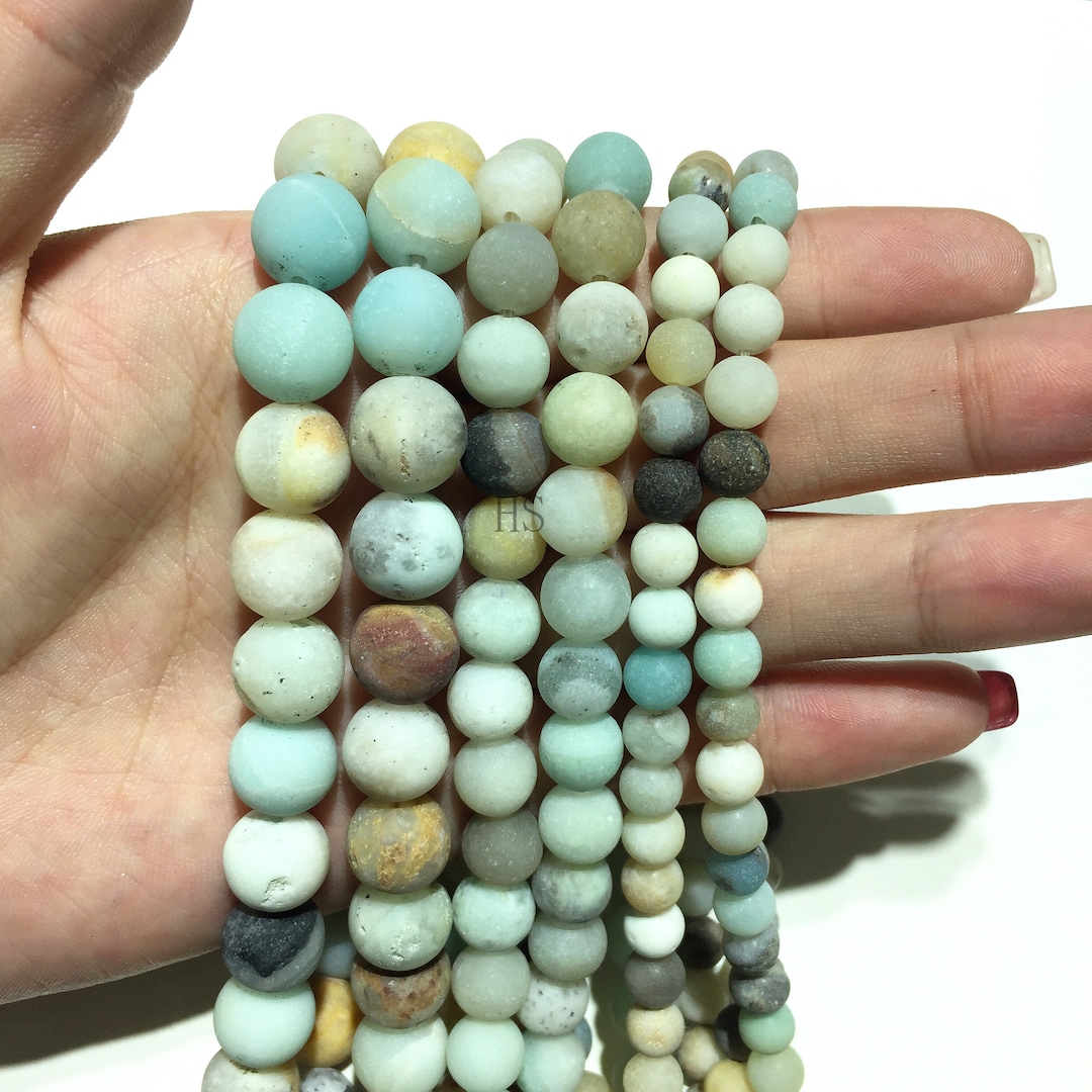 Factory Price Natural Color Matte Amazonite Round Gemstone Spacer Loose ...