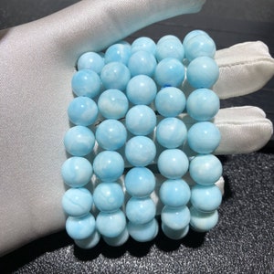 Natural Blue Hemimorphite Bracelet Round Beads Energy Gemstone Loose ...