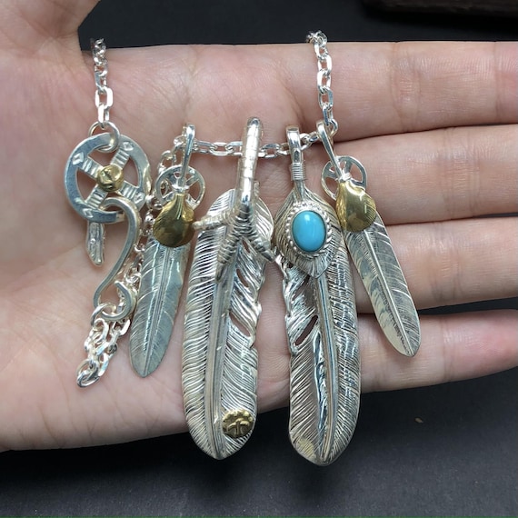 Japan Takahashi Goros Feather Bird Necklace Set Big Feathers
