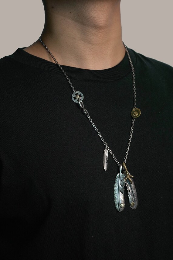 Japan Takahashi Goro Feather Bird Necklace Set Two Big