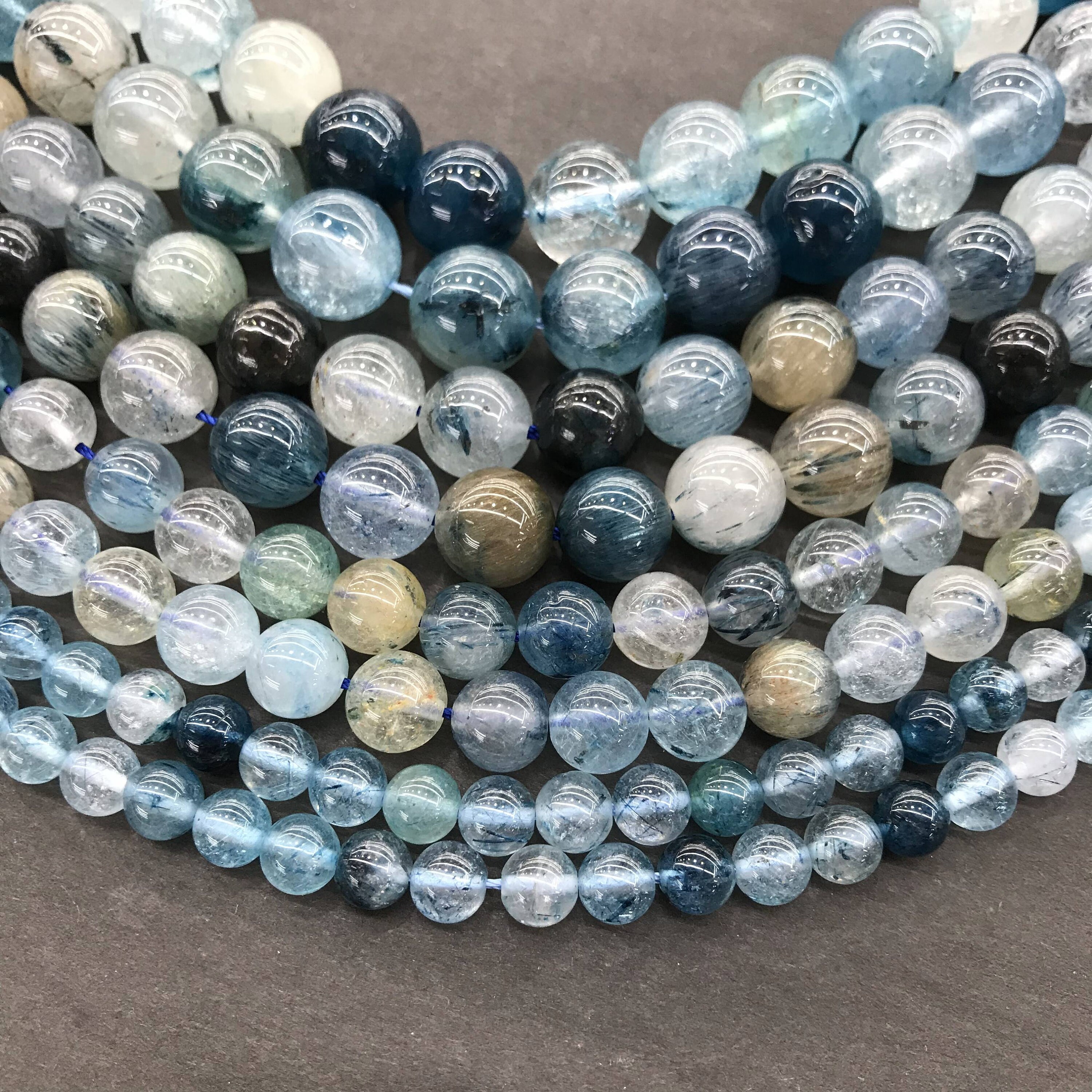 Natural Blue Rutilated Quartz Highly Polished Round Beads Healing ...