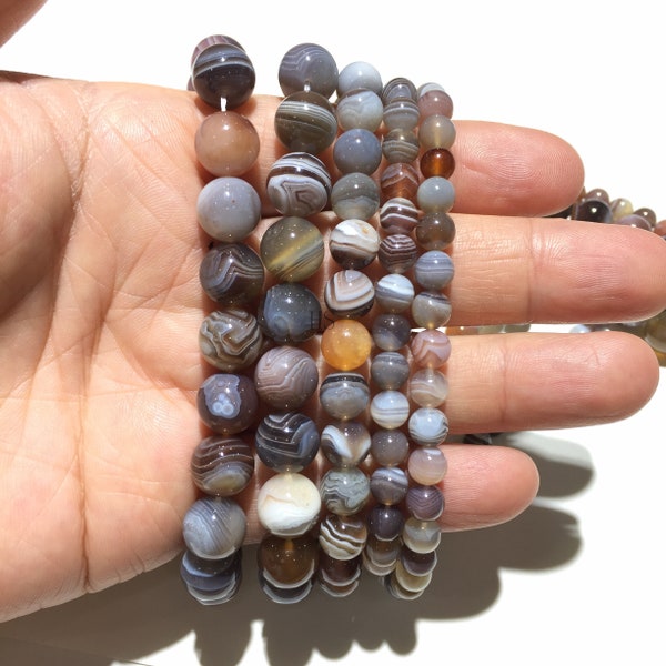 Natural Botswana Agate Round Beads Healing Gemstone Loose Beads DIY Jewelry Making for Bracelet Necklace AAAAA Quality 4mm 6mm 8mm 10mm 12mm