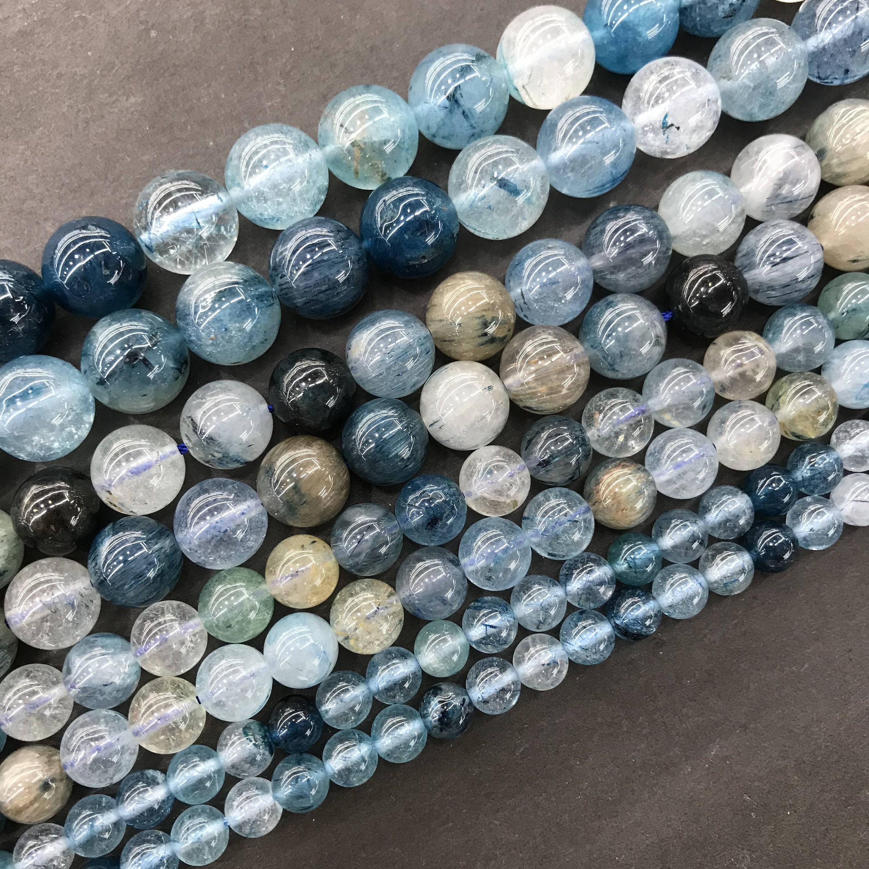 Natural Blue Rutilated Quartz Highly Polished Round Beads Healing ...