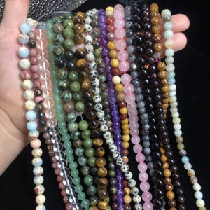 Genuine Natural Gemstone Round Smooth Beads Healing Energy Loose Beads DIY Jewelry Making Design For Bracelet Necklace Full Strand 15.5inch