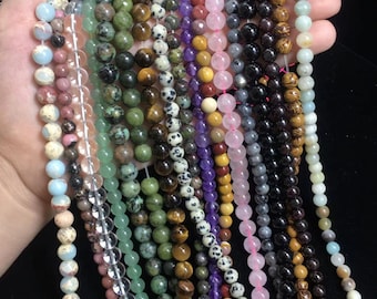 Véritable pierre précieuse naturelle ronde perles lisses énergie de guérison perles en vrac bijoux à bricoler soi-même faisant la conception pour bracelet collier pleine brin 15,5 pouces