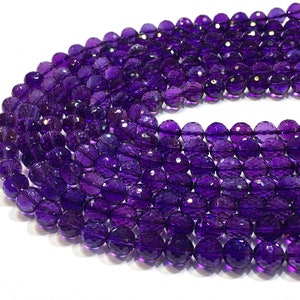 Natural Amethyst Fine Cut Faceted Round beads Energy Gemstone Loose Beads DIY Jewelry Making Design for Bracelet AAA Quality 6mm 8mm 10mm image 3