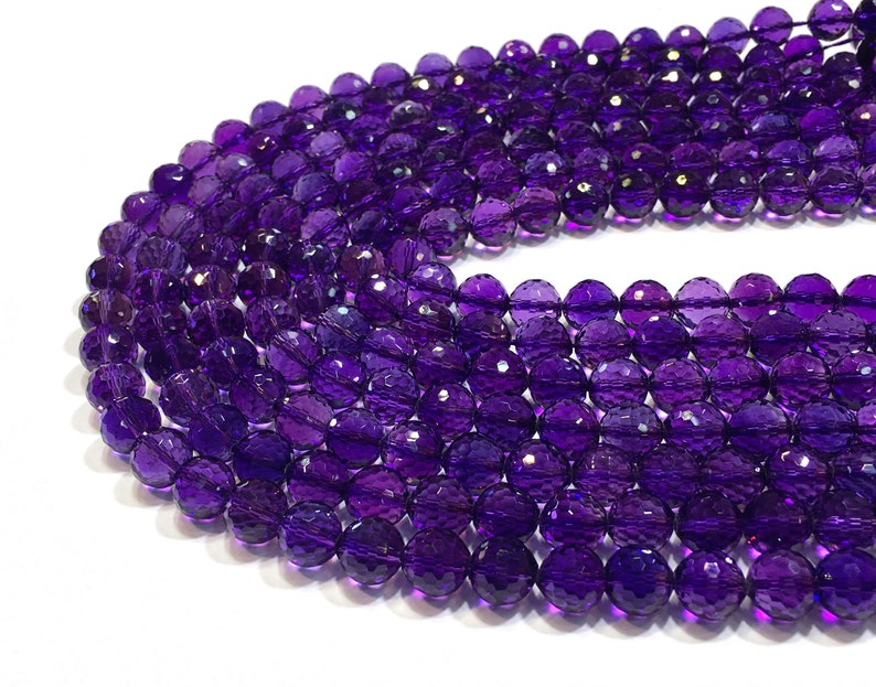 Natural Amethyst Fine Cut Faceted Round beads Energy Gemstone Loose Beads DIY Jewelry Making Design for Bracelet AAA Quality 6mm 8mm 10mm image 3