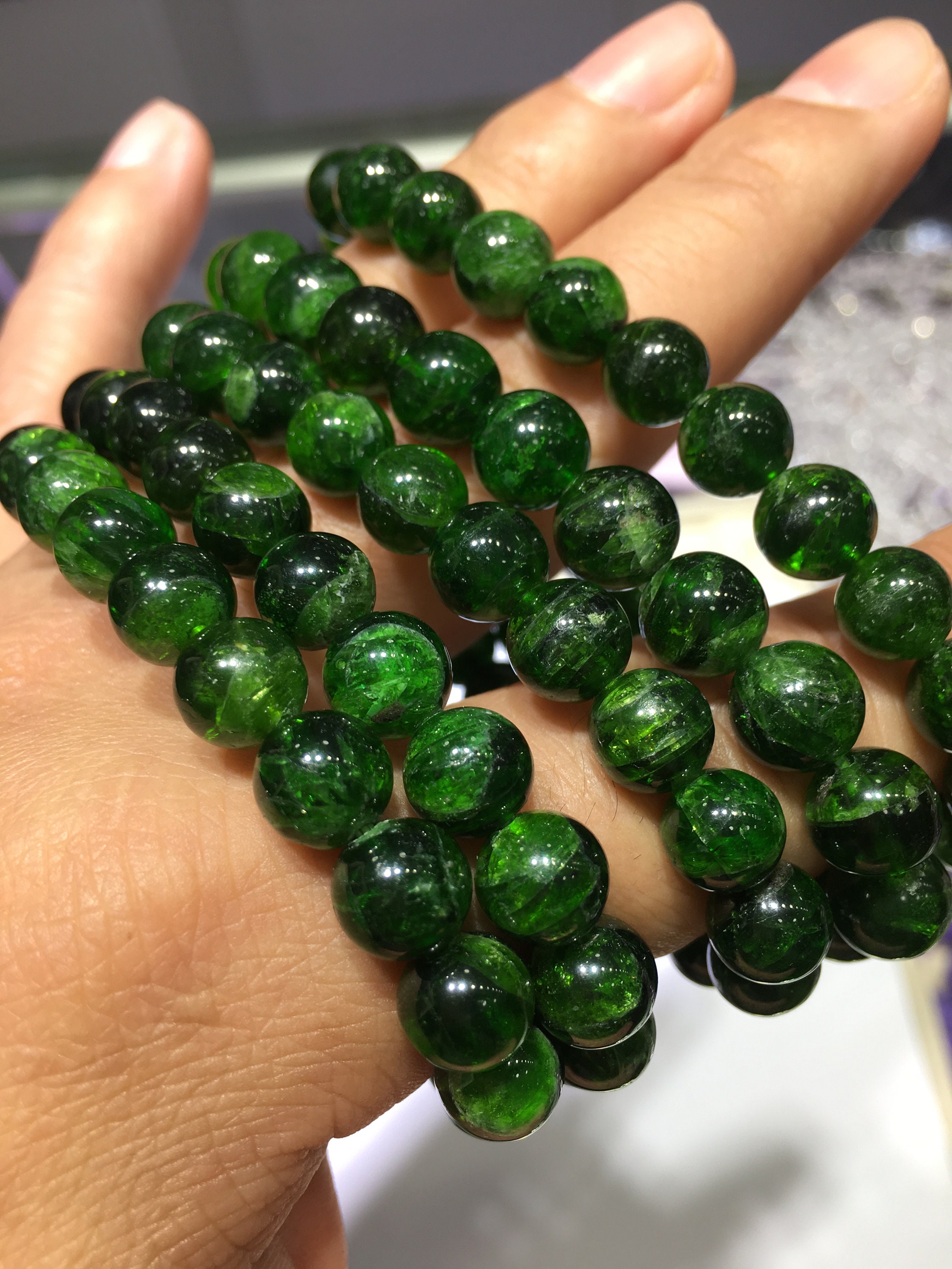 Natural Green Diopside Beads Energy Gemstone Loose Beads DIY Etsy