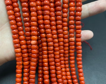 Natural Orange Coral Rondelle Beads Healing Energy Gemstone Loose Beads DIY Jewelry Making Design for Bracelet and Necklace 4x6mm Coral