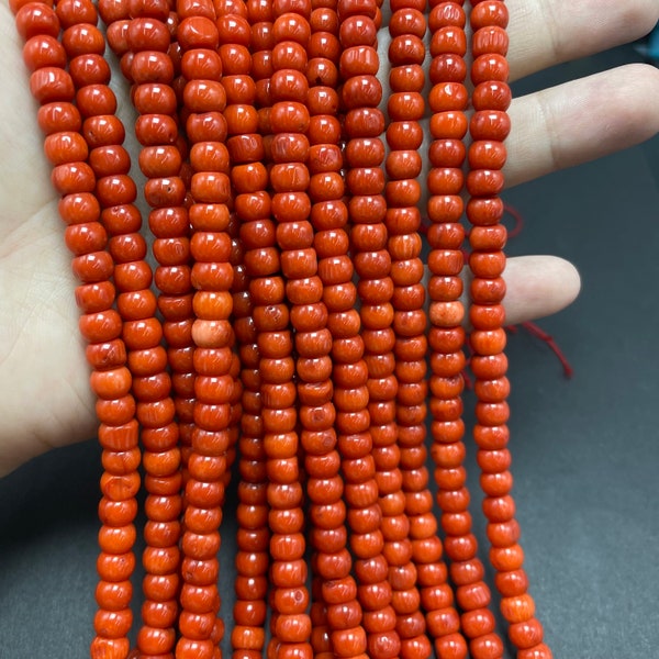 Natural Orange Coral Rondelle Beads Healing Energy Gemstone Loose Beads DIY Jewelry Making Design for Bracelet and Necklace 5x7mm Coral
