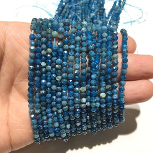 Natural Small Size Blue Apatite Faceted Round beads Energy Gemstone Loose Beads DIY Jewelry Making Design for Bracelet  AAA Quality 2mm 4mm