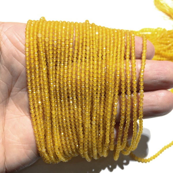 Natural Yellow Jade Faceted Round beads Healing Energy Gemstone Loose Beads DIY Jewelry Making Design for Bracelet  2mm about 165 bead