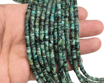 Natural African Turquoise HeiShi Shape Beads Healing Energy Gemstone Loose Beads DIY Jewelry Making Design for Bracelet AAA Quality 2X4MM