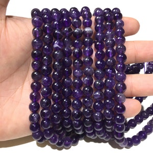 Amatista natural cuentas redondas Sanación y energía Piedras preciosas cuentas sueltas para pulsera collar DIY joyería haciendo calidad AAA 4mm 6mm 8mm 10mm