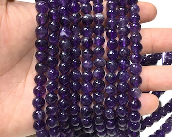 Natural Amethyst Round beads Healing & Energy Gemstone Loose Beads for Bracelet Necklace DIY Jewelry Making  AAA Quality 4mm 6mm 8mm 10mm