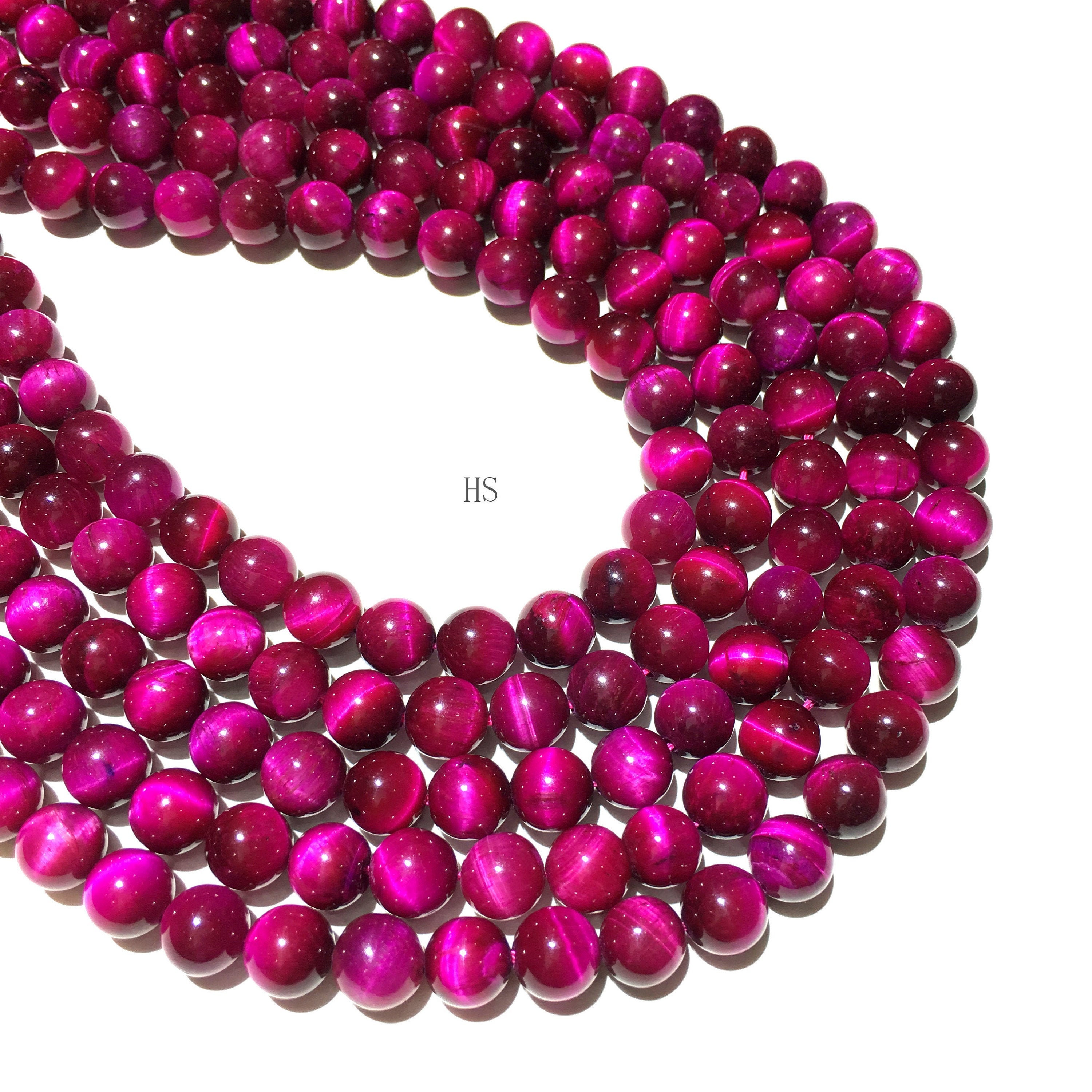  AIYINGZHU 140 pcs 8mm Natural Gemstone Beads for Jewelry  Making, Red Pink Tiger Eye Round Smooth Healing Agate Stone Beads Bulk