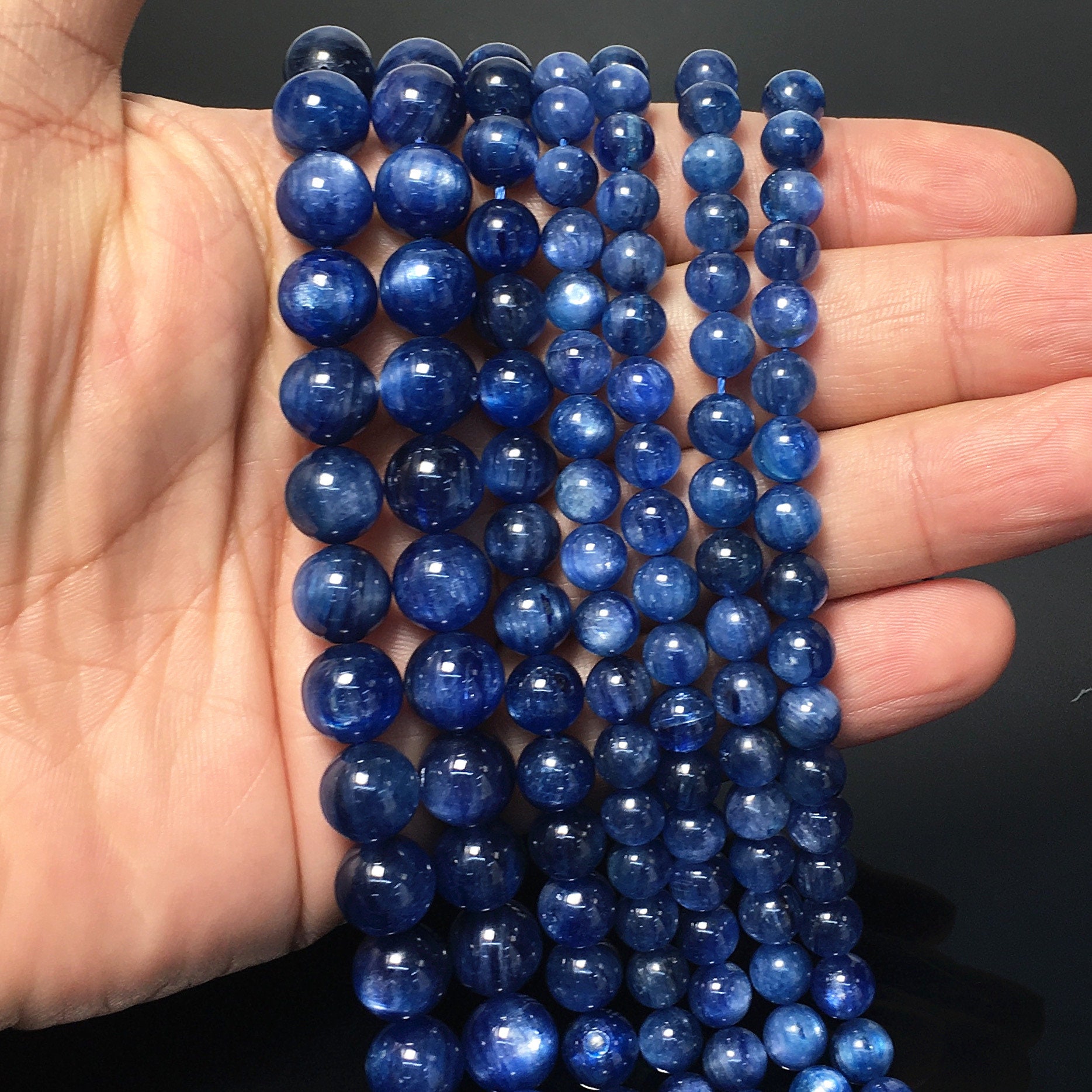 Blue Apatite Jade 8mm Round Glass Beads, 45 Pieces