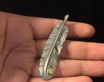Japan Takahashi Goro 1 Lfet Feather Bird Retro Silver 66x14mm 925 Sterling Feather DIY Jewelry Marking Design for Necklace Fashion Pendant