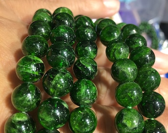 Natural Green Diopside Beads Energy Gemstone Loose Beads DIY Jewelry Making Design for Bracelet Necklace AAA Quality  4mm 6mm 8mm 10mm 12mm