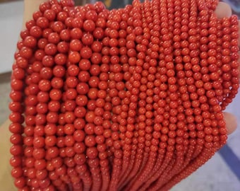 Red Round coral 3mm 4mm 5mm 5.5-6mm 7mm AAAAA Quality