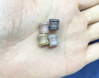 8x9mm CZ Micro Pave Tube Charm and Bracelet Spacer Cubic Zirconia Pave Bead Rhodium Gunmetal Bead For Jewelry Design
