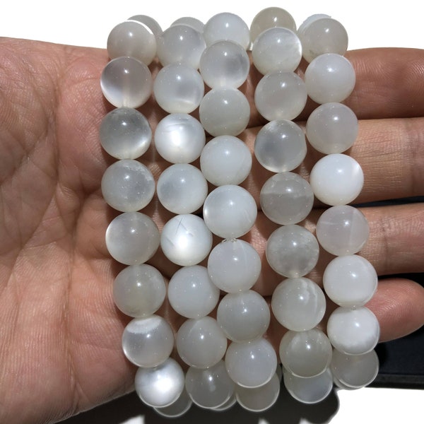 Natural Milky Moonstone Bracelet Round Beads Energy Gemstone Loose Beads Bracelet for Jewelry Making Fashion Design AAA Quality 7.5inch