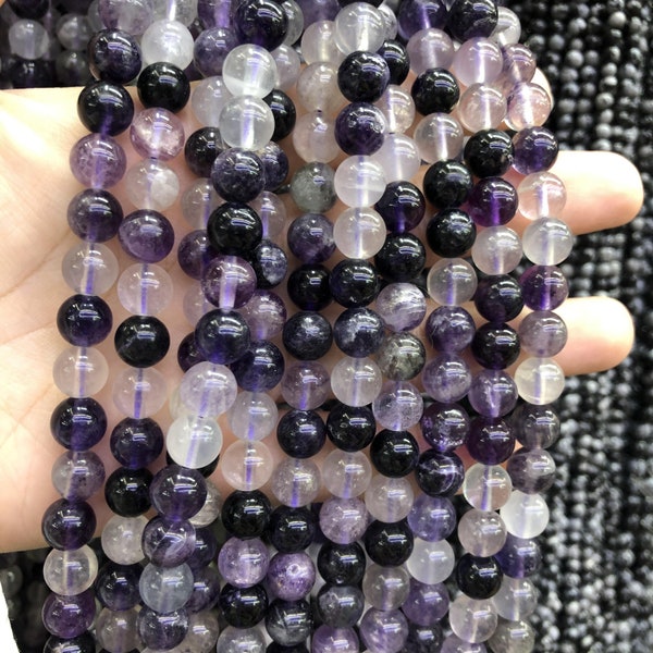 Natural Purple Fluorite Round Beads Healing Gemstone Loose Bead DIY Jewelry Making Design for Bracelet Necklace AAA Quality 6mm 8mm 10mm