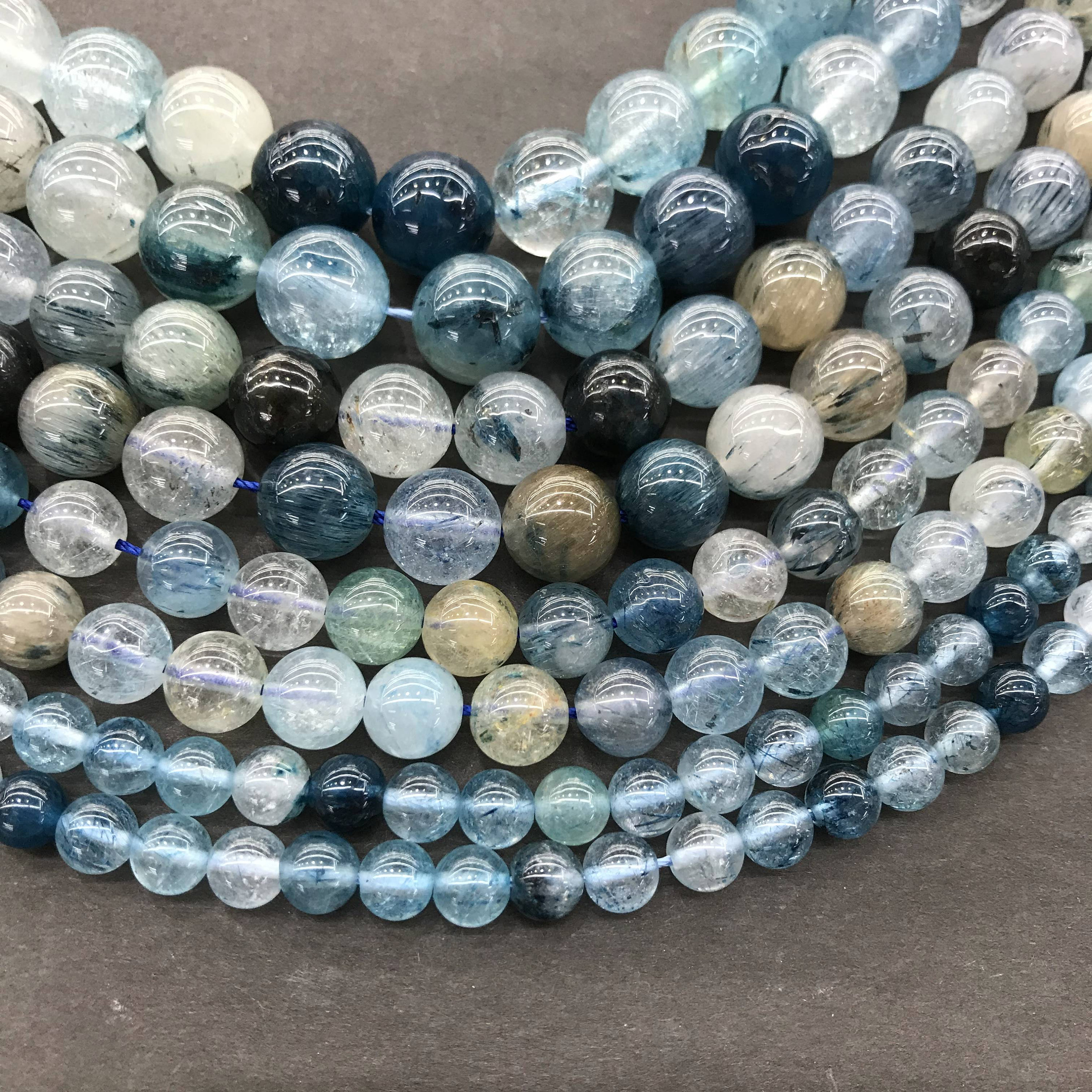 Natural Blue Rutilated Quartz Highly Polished Round Beads Healing ...