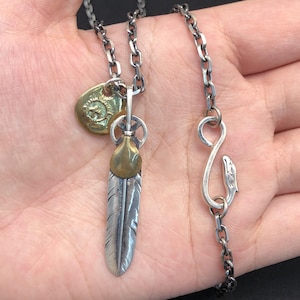 Japan Takahashi Goro Feather Necklace Set Feathers 8x50mm Retro Sterling 925 Silver Hip Hop style Necklace for Man Woman Gift