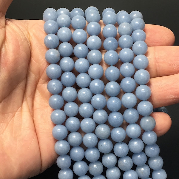 Natural Blue Angelite Round Beads Healing Energy Gemstone Loose Beads DIY Jewelry Making for Bracelet Necklace AAA Quality 6mm 8mm 10mm 12mm