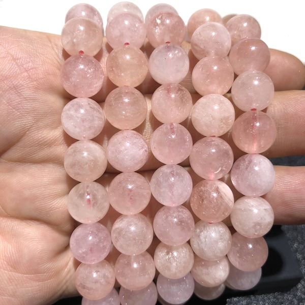 Natural Pink Morganite Bracelet Round Beads Energy Gemstone Loose Beads Bracelet for Jewelry Making Fashion Design AAAA Quality 7.5 inch 8mm