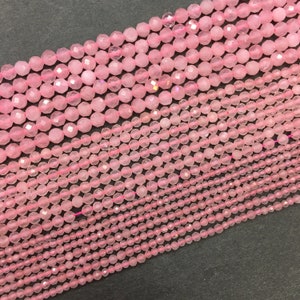 Natural Rose Quartz Small Size Faceted Round Bead Energy Gemstone Loose Beads DIY Jewelry Making Design for Bracelet AAA Quality 2mm 3mm 4mm