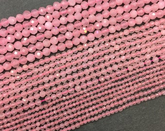 Natural Rose Quartz Small Size Faceted Round Bead Energy Gemstone Loose Beads DIY Jewelry Making Design for Bracelet AAA Quality 2mm 3mm 4mm