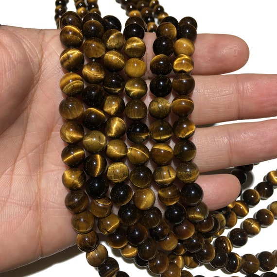 Natural Honey Gold Tiger Eye Beads, Grade AAA Gemstone Round Loose Beads 6mm 60pcs Bulk Lot Options, Semi Precious Stone Beads for Jewelry Making