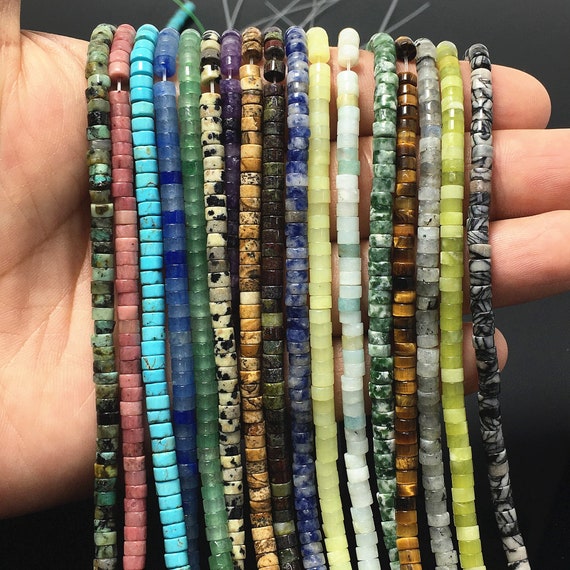 2X4MM Natural Heishi Tube Shape Gemstone Bead Healing Energy Loose