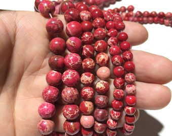 Natural Red Imperial Sediment Round Beads Healing Gemstone Loose Bead DIY Jewelry Making for Bracelet Necklace AAA Quality 4mm 6mm 8mm 10mm