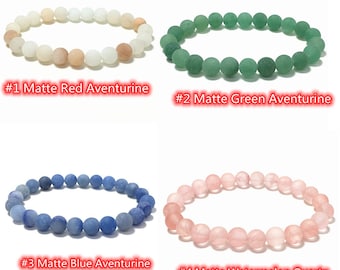 Natural Matte Gemstone Beads Bracelet, Handmade Men Women Stretchy Bracelet, Healing Round Crystal Bracelet, Wholesale 7.5Inches Bracelet