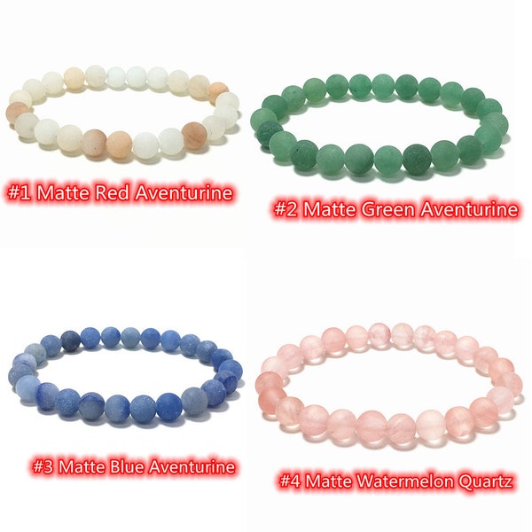 Natural Matte Gemstone Beads Bracelet, Handmade Men Women Stretchy Bracelet, Healing Round Crystal Bracelet, Wholesale 7.5Inches Bracelet