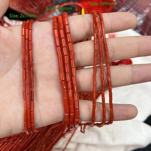 red coral tubes size is about 2x7mm; 3x2.5mm; 2x4mm