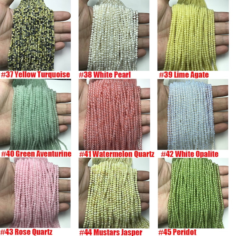 2MM,3MM Natural Round Shape Bead Small Size Gemstone Loose Beads DIY Jewelry Making Design for Bracelet Necklace AAA Quality Full Strand immagine 6